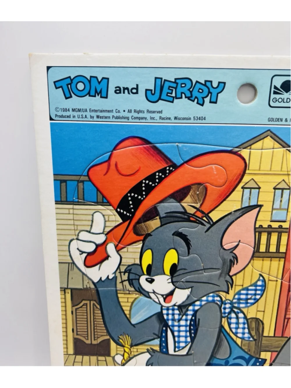 Vintage 1984 Tom & Jerry Golden Frame Tray Puzzle MGM / UA